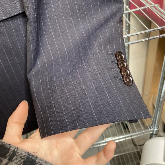 Etro Men's Navy Virgin Wool Striped Blazer Size 48 Old Money Classic Refined - Picture 12 of 14